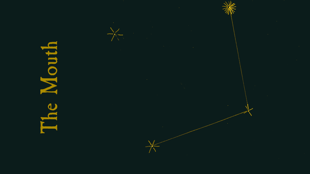 The Mouth: The star at the centre of the fish fades away completely and the fish's belly, mouth, and lantern are redrawn as a single massive mawfacing the other way and chasing the last remnant of its tail, now broken off as a single star.